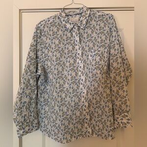 J. Crew Blue and White Floral Shirt